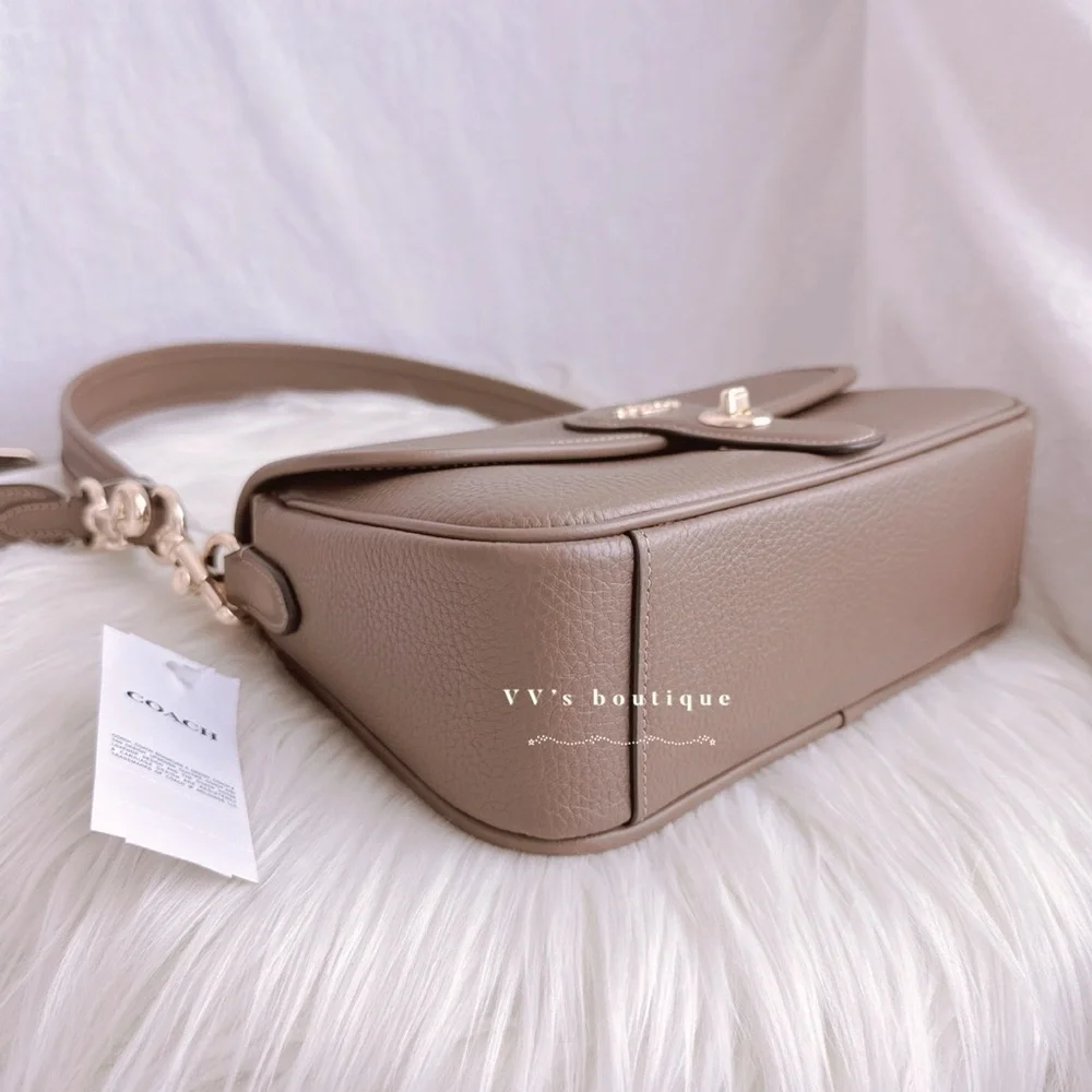 NWT Coach Hadley Shoulder Flap Turnlock Bag Crossbody Leather Dark Stone CY683 - Picture 5 of 11